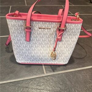 Michael Kors Pink and White Tote Bag